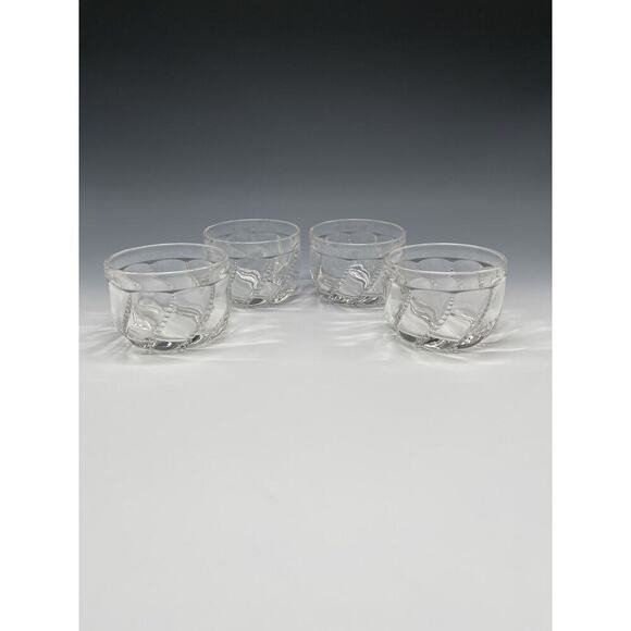 Duncan Miller EAPG Beaded Swirl Dessert Bowls Clear Glass Vintage‎ Dishes - Picture 1 of 12